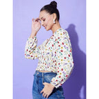 Seduva Women's Polyester Floral Long Sleeves Top (Multicolor)