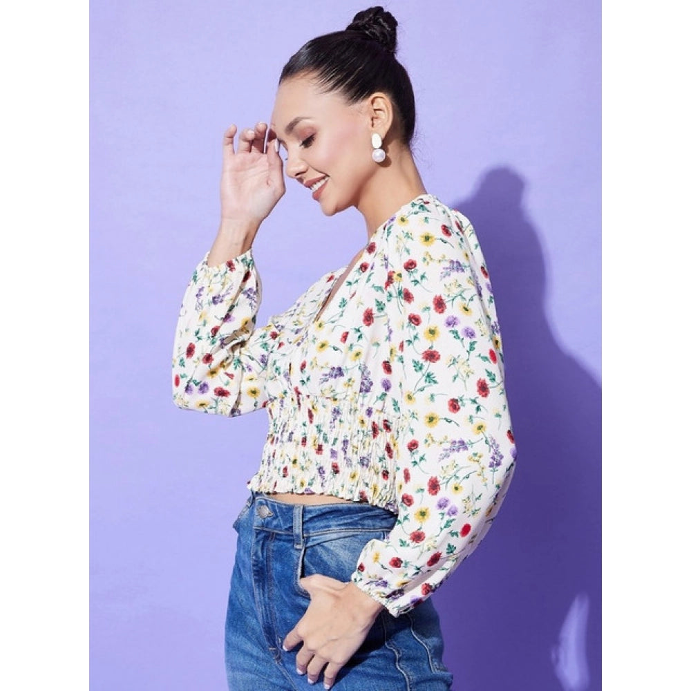 Seduva Women's Polyester Floral Long Sleeves Top (Multicolor)
