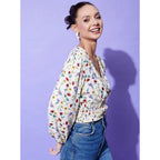 Seduva Women's Polyester Floral Long Sleeves Top (Multicolor)