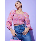 Seduva Women's Polyester Floral Long Sleeves Top (Multicolor)