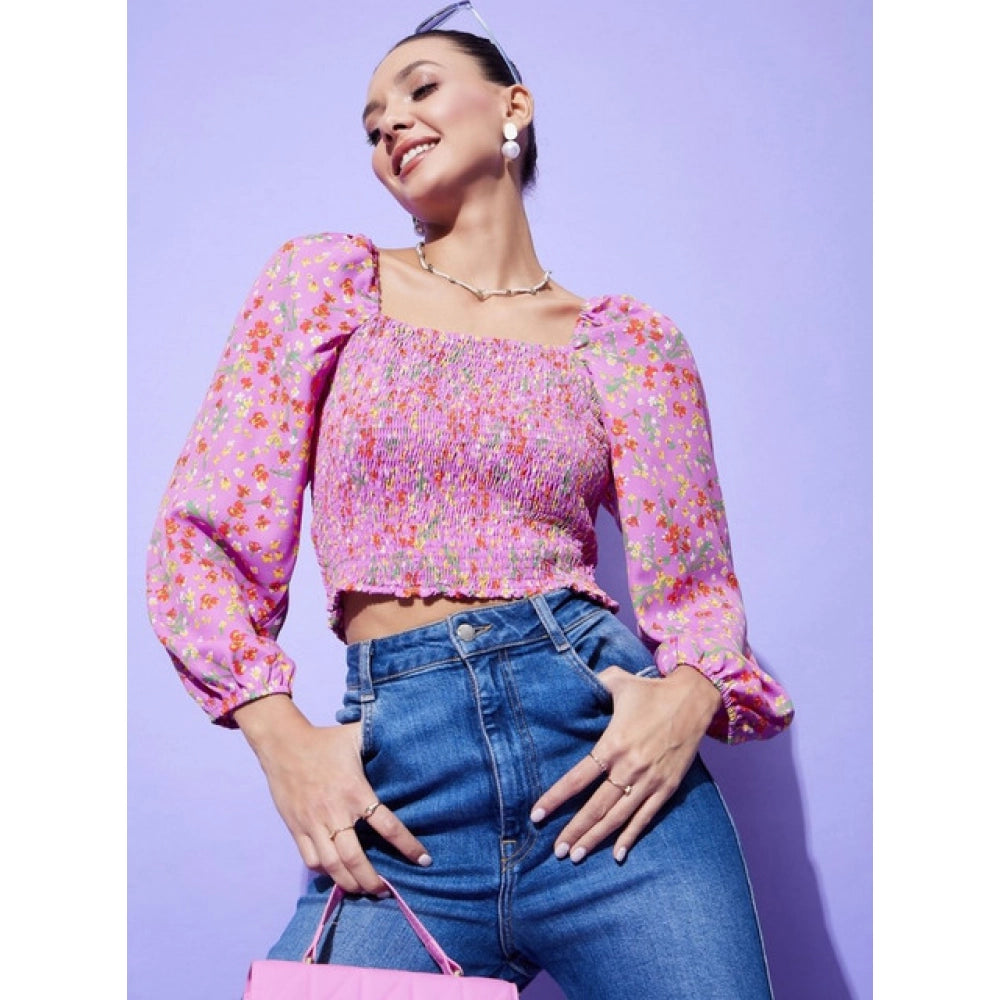 Seduva Women's Polyester Floral Long Sleeves Top (Multicolor)