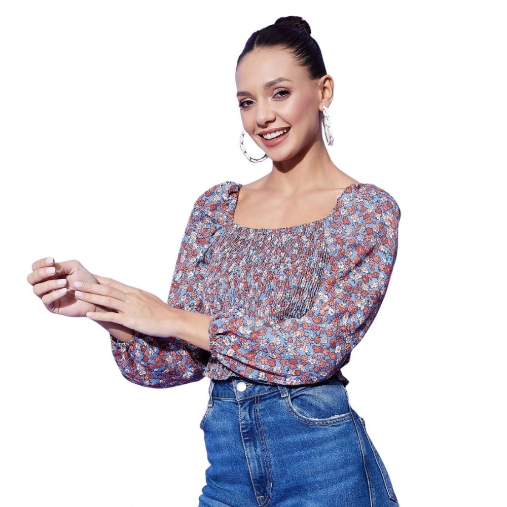 Seduva Women's Polyester Floral Long Sleeves Top (Multicolor)