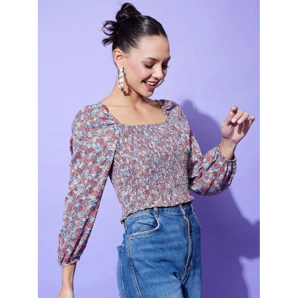 Seduva Women's Polyester Floral Long Sleeves Top (Multicolor)