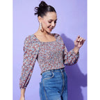 Seduva Women's Polyester Floral Long Sleeves Top (Multicolor)