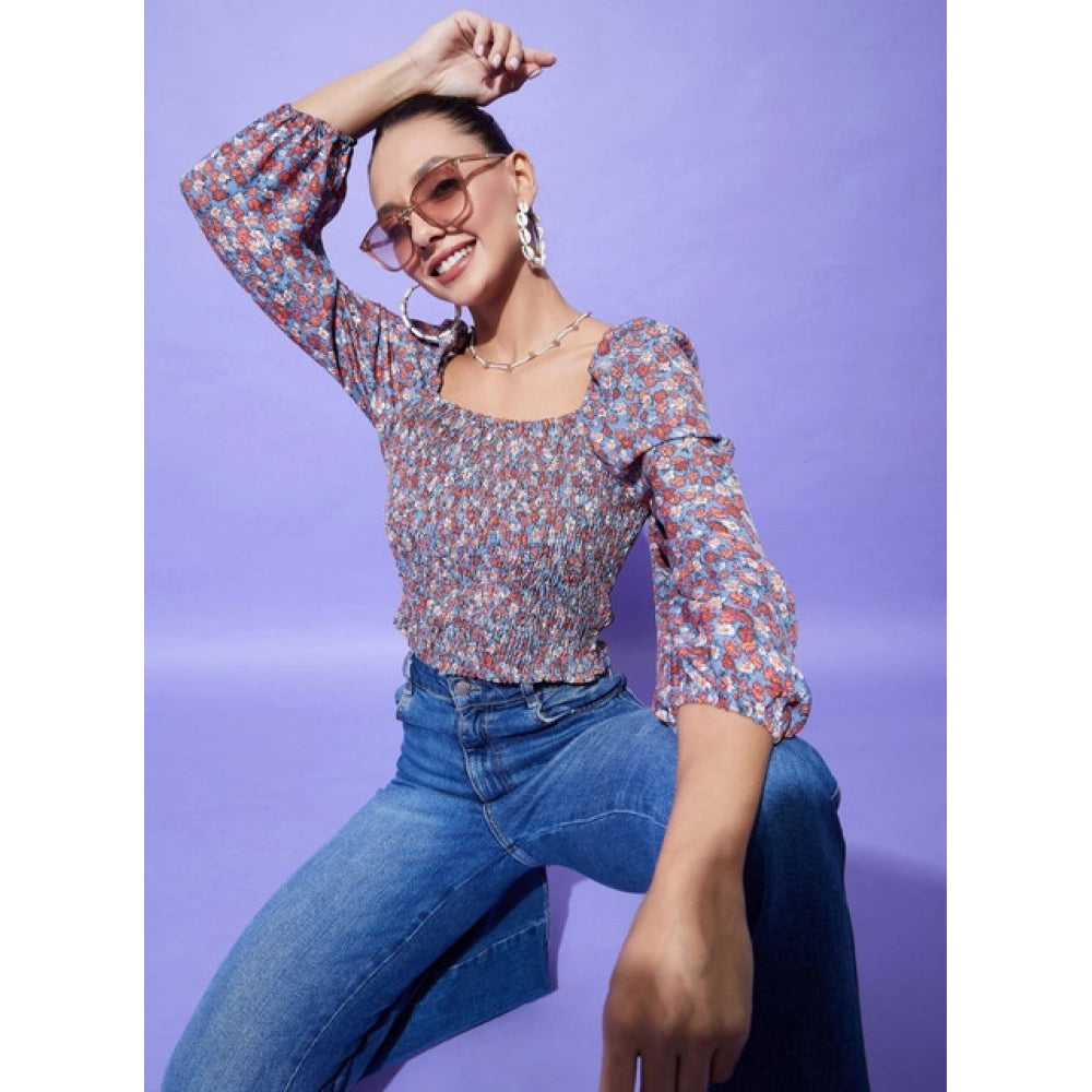Seduva Women's Polyester Floral Long Sleeves Top (Multicolor)