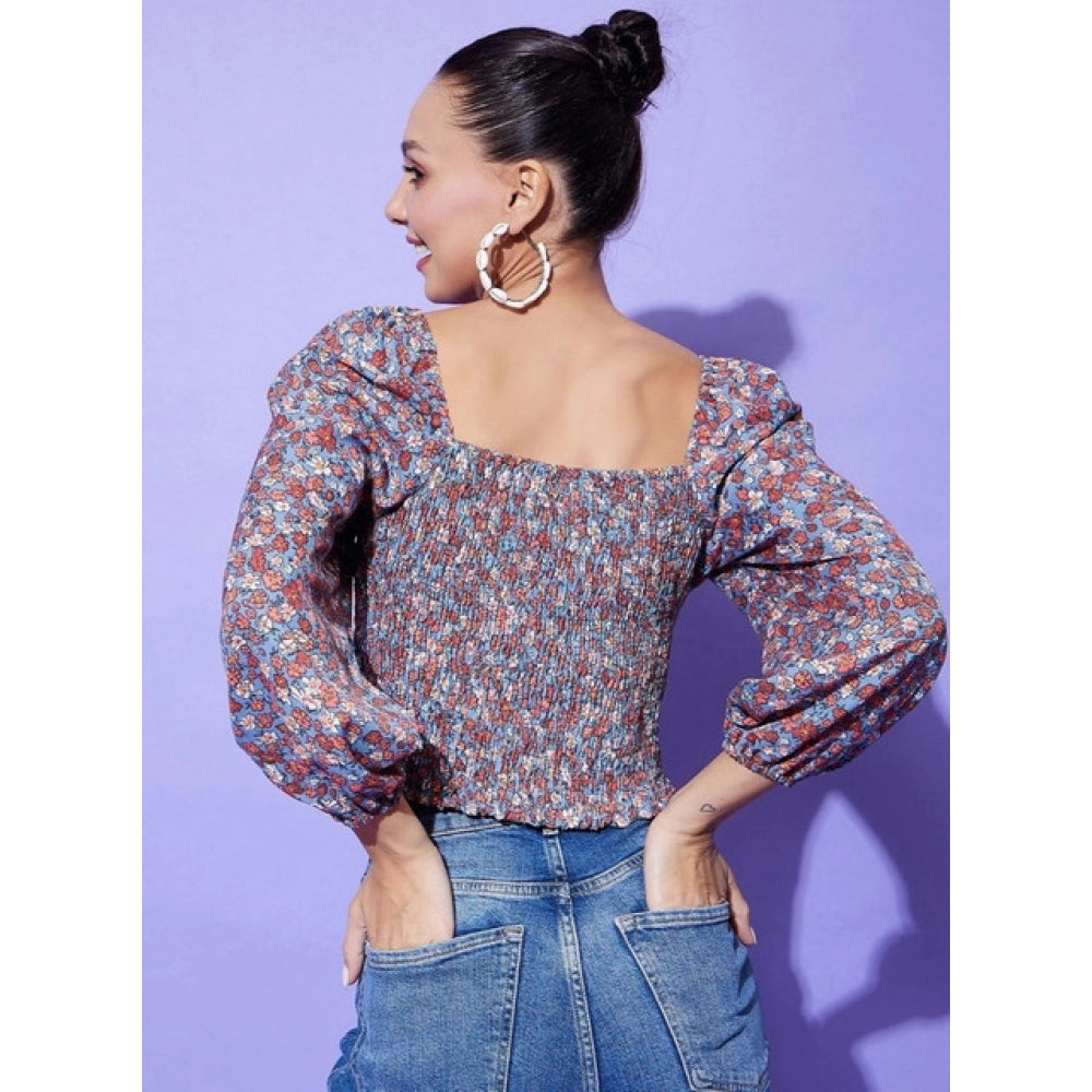 Seduva Women's Polyester Floral Long Sleeves Top (Multicolor)