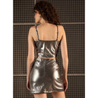 Seduva Women's Polyester Solid Shoulder Straps Top (Silver)