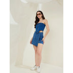 Seduva Women's Denim Lycra Solid Sleeveless Top (Blue)
