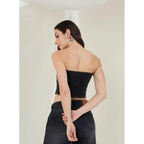 Seduva Women's Denim Lycra Solid Sleeveless Top (Black)