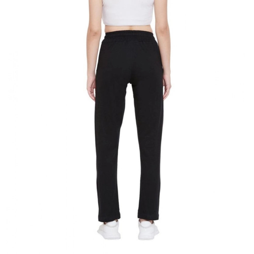 Seduva Women's Cotton Solid Elasticated Track Pants (Black)