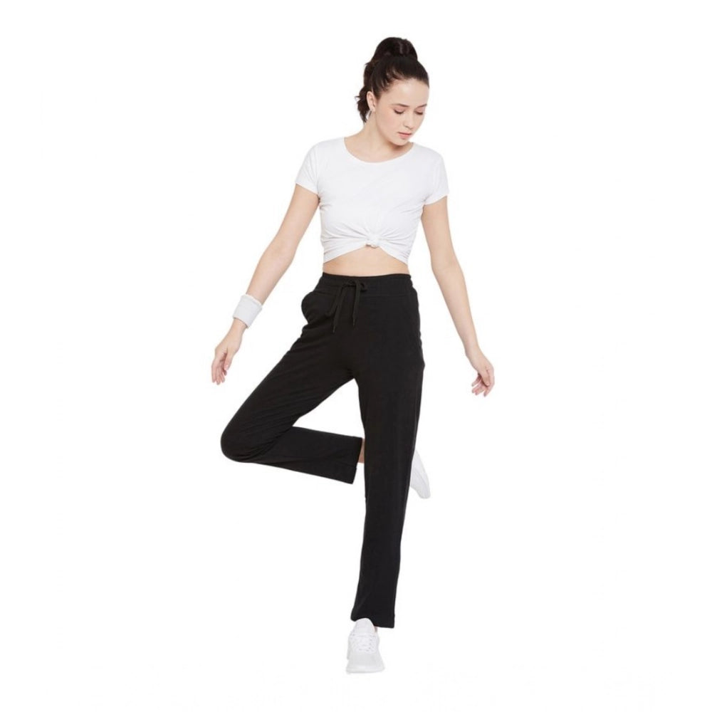 Seduva Women's Cotton Solid Elasticated Track Pants (Black)