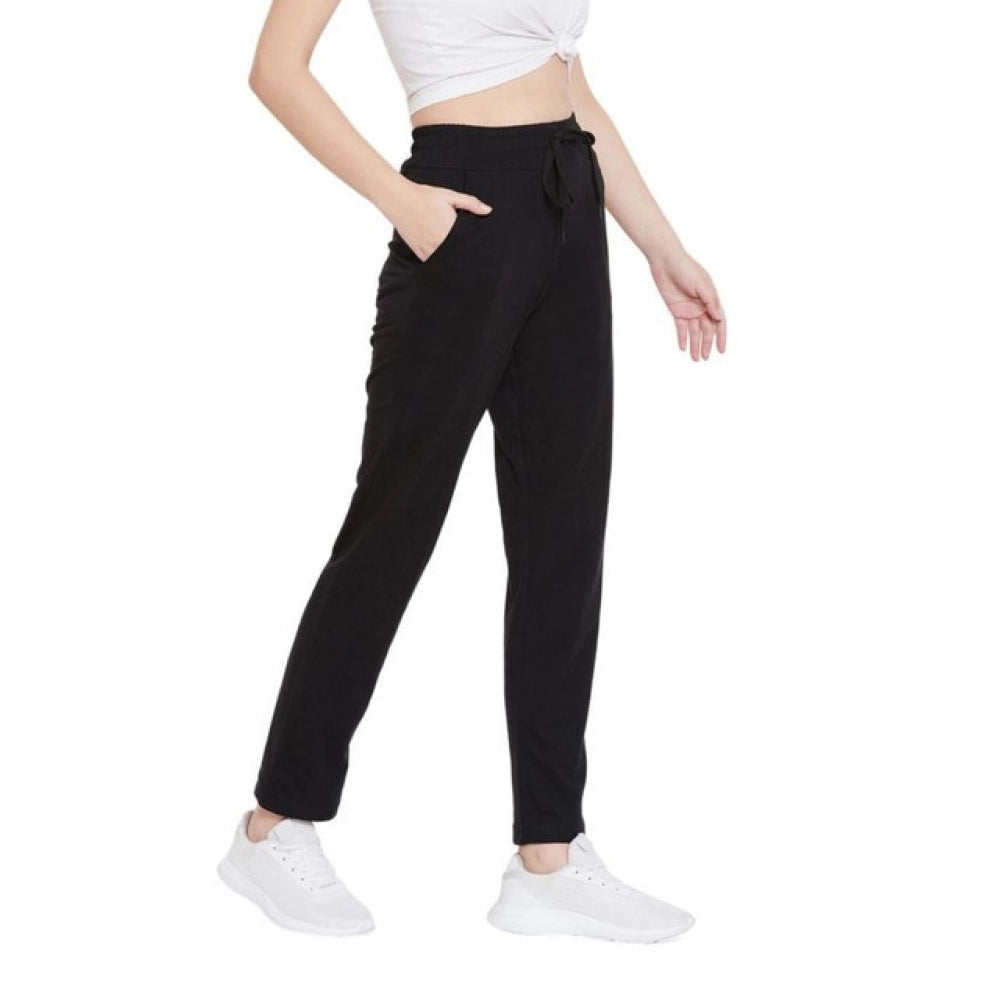 Seduva Women's Cotton Solid Elasticated Track Pants (Black)
