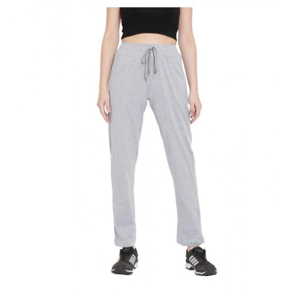 Seduva Women's Cotton Solid Elasticated Track Pants (Light Grey)