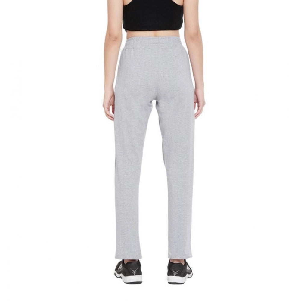 Seduva Women's Cotton Solid Elasticated Track Pants (Light Grey)