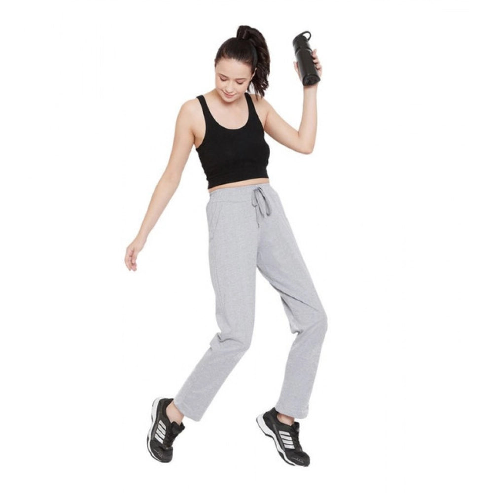 Seduva Women's Cotton Solid Elasticated Track Pants (Light Grey)