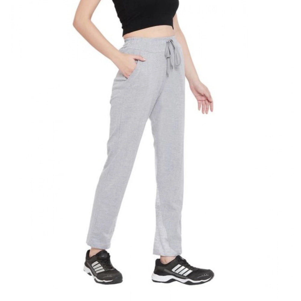 Seduva Women's Cotton Solid Elasticated Track Pants (Light Grey)