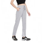 Seduva Women's Cotton Solid Elasticated Track Pants (Light Grey)