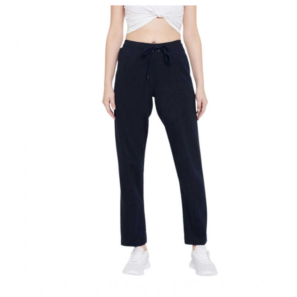 Seduva Women's Cotton Solid Elasticated Track Pants (Navy)