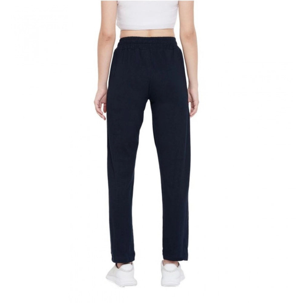 Seduva Women's Cotton Solid Elasticated Track Pants (Navy)