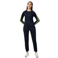 Seduva Women's Cotton Solid Long Sleeves Tracksuit (Navy - Green)