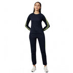 Seduva Women's Cotton Solid Long Sleeves Tracksuit (Navy - Green)