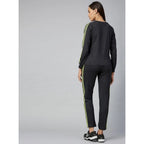 Seduva Women's Cotton Solid Long Sleeves Tracksuit (Dark Grey - Green)