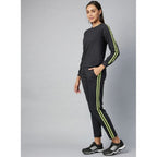 Seduva Women's Cotton Solid Long Sleeves Tracksuit (Dark Grey - Green)