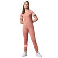 Seduva Women's Cotton Striped Short Sleeve Tracksuit (Pink)
