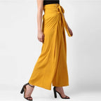 Seduva Women's Polyester Solid Smocked Trousers (Yellow)