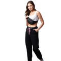 Seduva Women's Cotton Twill Solid Elasticated Trousers (Black)