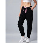 Seduva Women's Cotton Twill Solid Elasticated Trousers (Black)