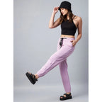 Seduva Women's Coton Twill Solid Elasticated Trousers (Lavender)