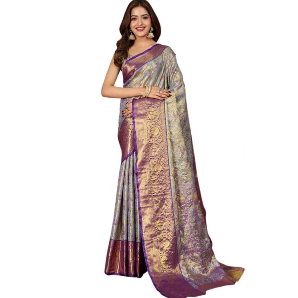Seduva Women's Jacquard Saree With Unstitched Blouse 5.5Mtr (Multicolor)