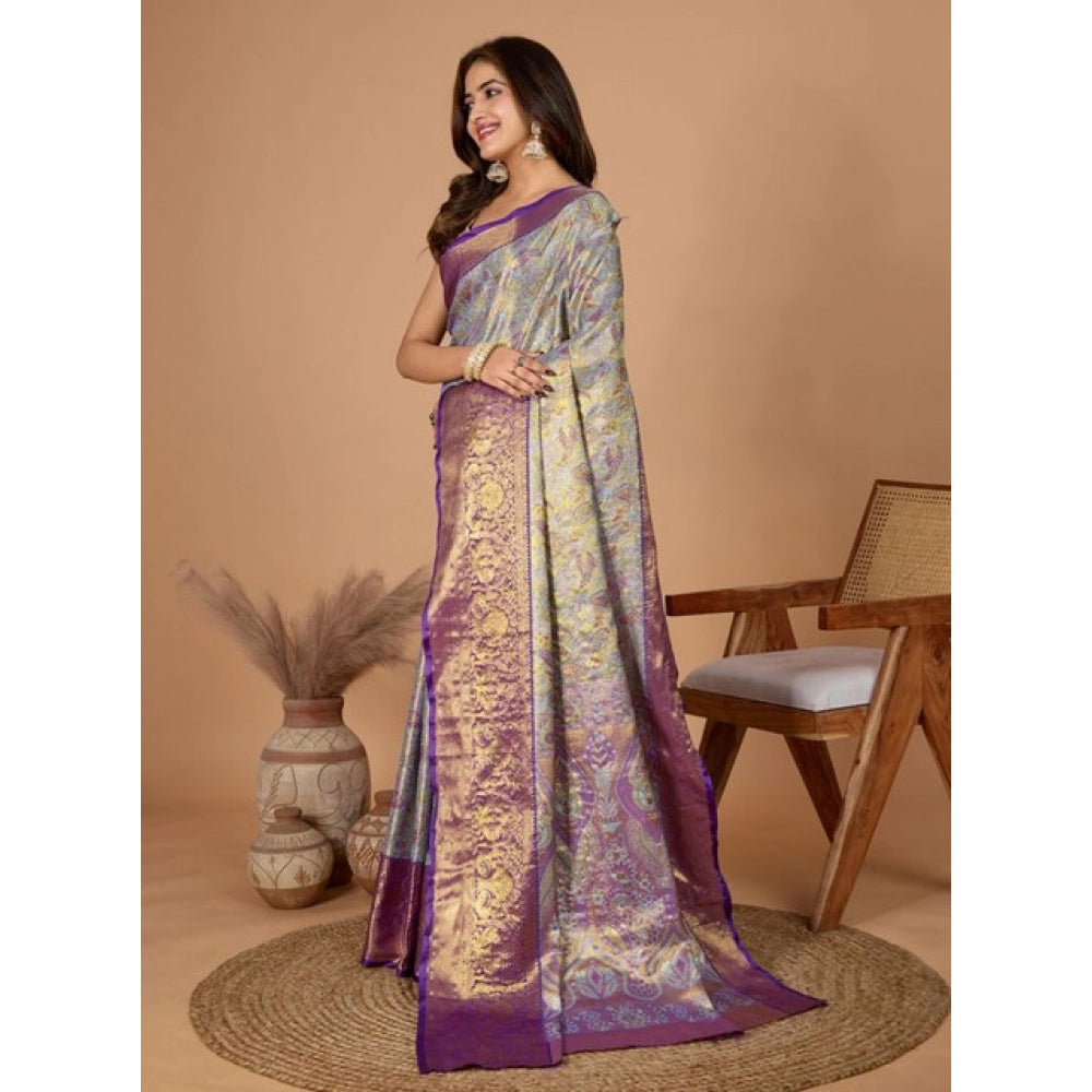 Seduva Women's Jacquard Saree With Unstitched Blouse 5.5Mtr (Multicolor)