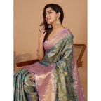 Seduva Women's Jacquard Saree With Unstitched Blouse 5.5Mtr (Multicolor)