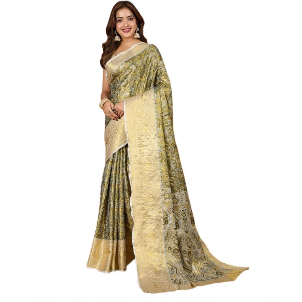 Seduva Women's Jacquard Saree With Unstitched Blouse 5.5Mtr (Olive)
