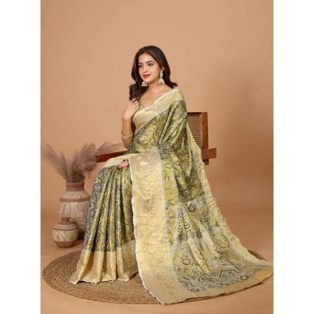 Seduva Women's Jacquard Saree With Unstitched Blouse 5.5Mtr (Olive)