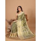 Seduva Women's Jacquard Saree With Unstitched Blouse 5.5Mtr (Olive)