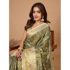 Seduva Women's Jacquard Saree With Unstitched Blouse 5.5Mtr (Olive)