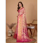 Seduva Women's Jacquard Saree With Unstitched Blouse 5.5Mtr (Pink)