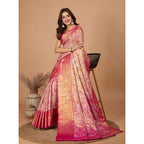 Seduva Women's Jacquard Saree With Unstitched Blouse 5.5Mtr (Pink)