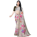Seduva Women's Georgette Floral Printed Saree With Unstitched Blouse 5.5Mtr (Beige)