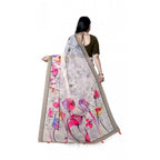 Seduva Women's Georgette Floral Printed Saree With Unstitched Blouse 5.5Mtr (Beige)