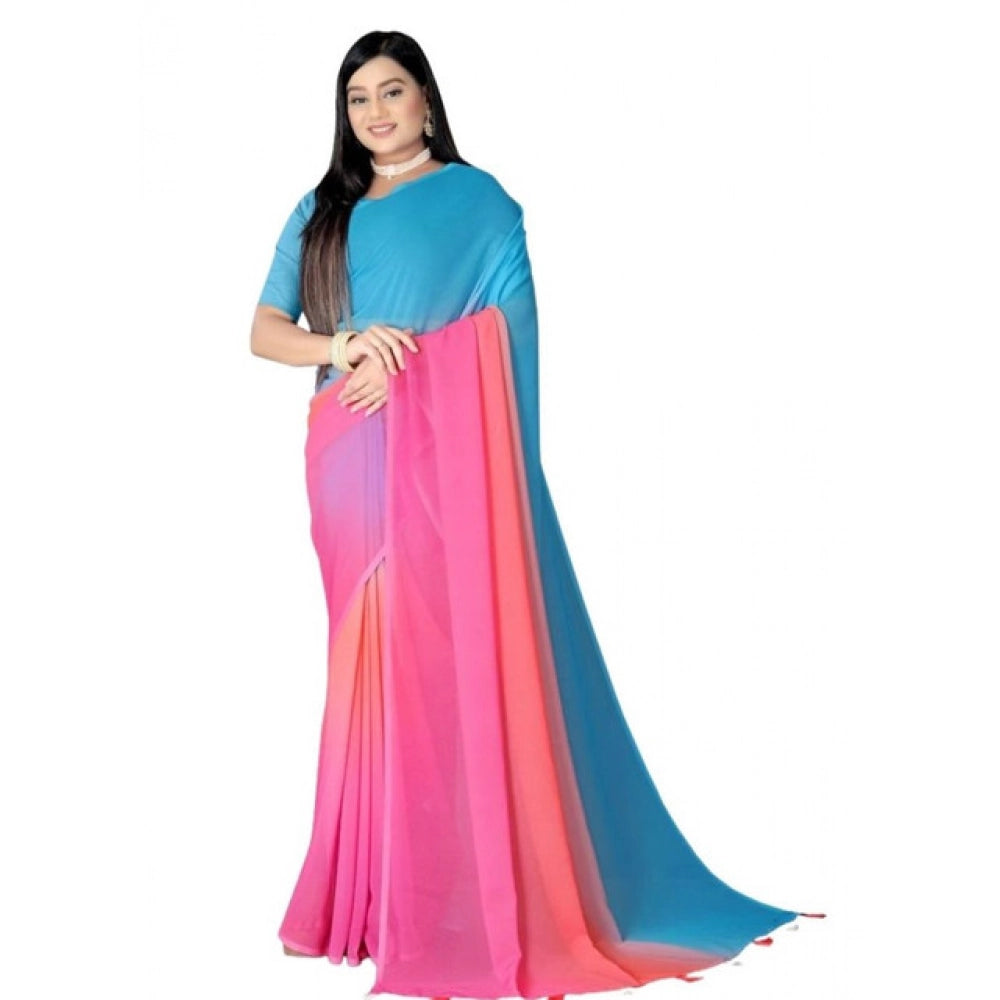 Seduva Women's Georgette Floral Printed Saree With Unstitched Blouse 5.5Mtr (Multicolor)
