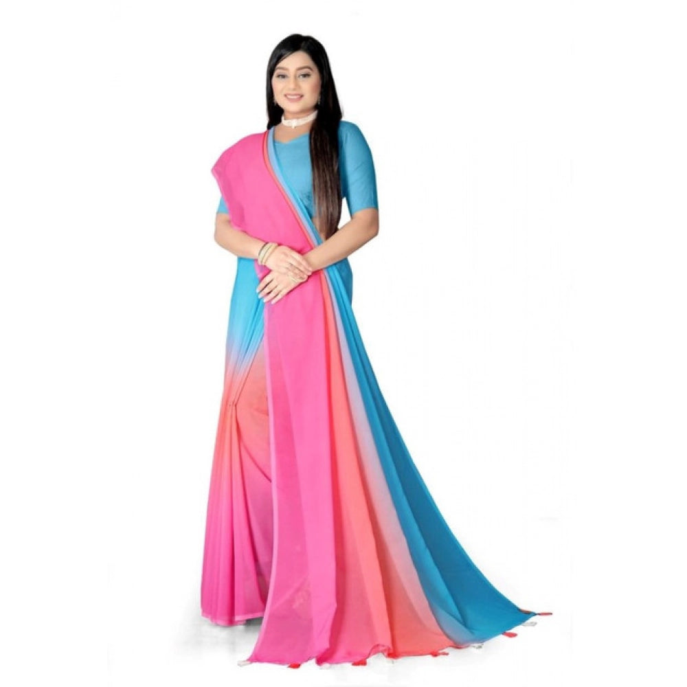 Seduva Women's Georgette Floral Printed Saree With Unstitched Blouse 5.5Mtr (Multicolor)