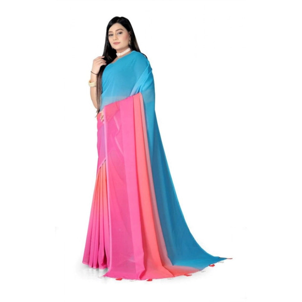 Seduva Women's Georgette Floral Printed Saree With Unstitched Blouse 5.5Mtr (Multicolor)