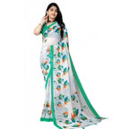 Seduva Women's Georgette Floral Printed Saree With Unstitched Blouse 5.5Mtr (Green)
