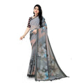 Seduva Women's Georgette Floral Printed Saree With Unstitched Blouse 5.5Mtr (Grey)