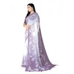 Seduva Women's Georgette Floral Printed Saree With Unstitched Blouse 5.5Mtr (Lavender)