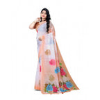 Seduva Women's Georgette Floral Printed Saree With Unstitched Blouse 5.5Mtr (Orange)